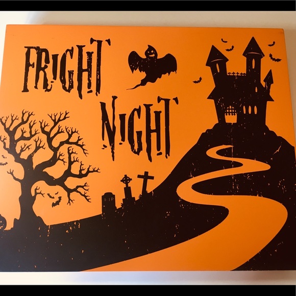 Halloween Fright Night Wood Box Frame Ghost Tombs - Picture 3 of 12
